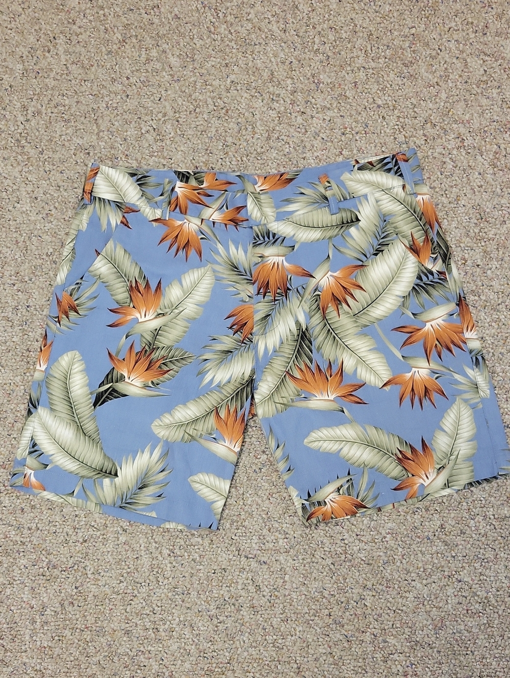 Gustin Blue Tropical Flat Front Floral Shorts Men's 36. Summer Preppy Tropical